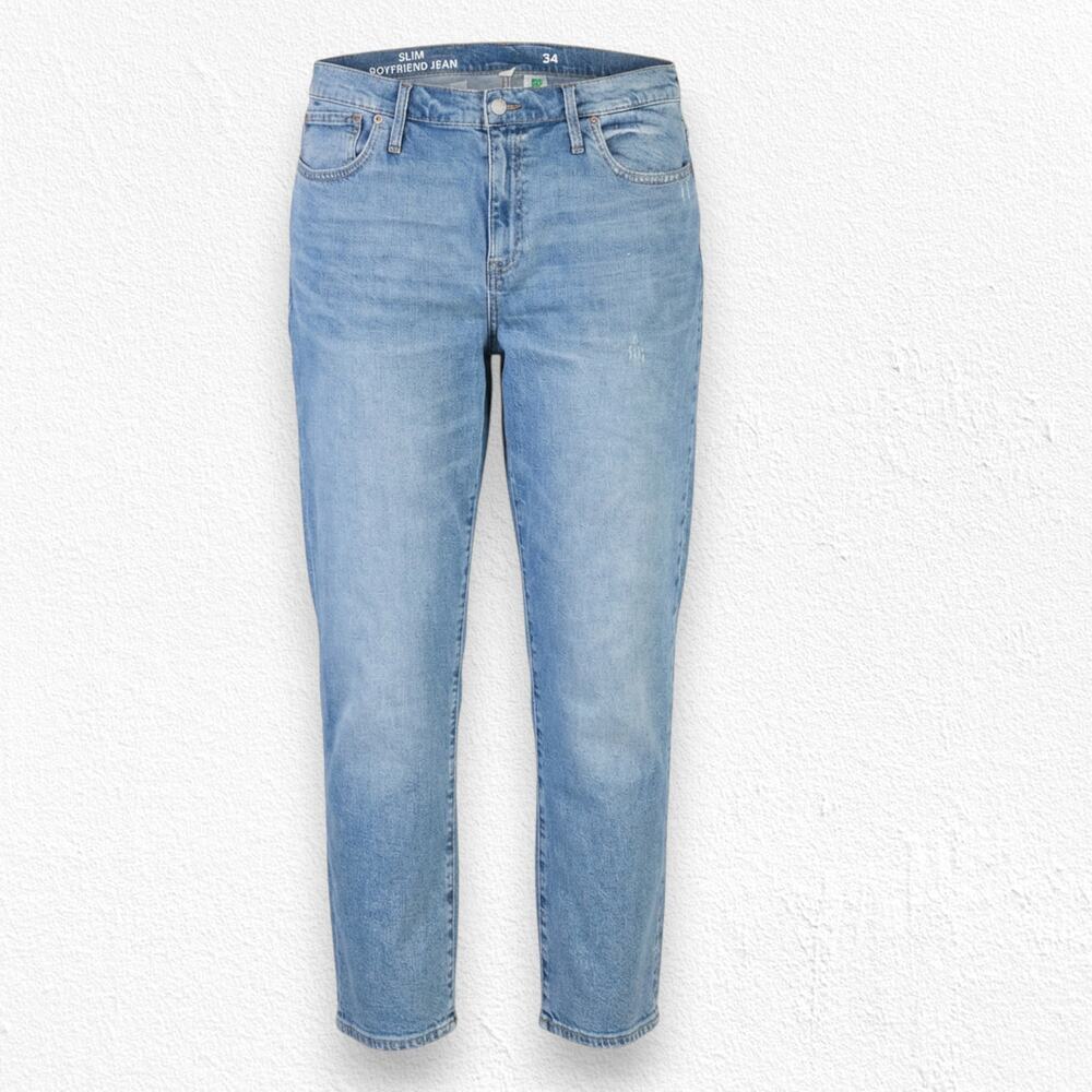 J. Crew Medium Wash High Waisted Cropped Ankle Slim Boyfriend Jeans Size 34